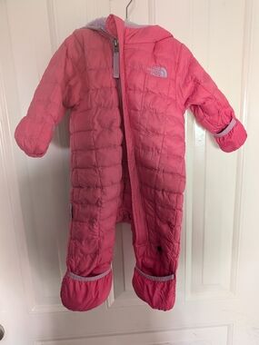 The North Face Pink Insulated Kids One-Piece Snowsuit